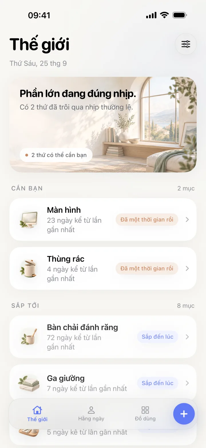 Màn hình Thế giới của Litto: tổng quan nhẹ nhàng về những điều đang đúng nhịp và những điều cần chút chăm sóc